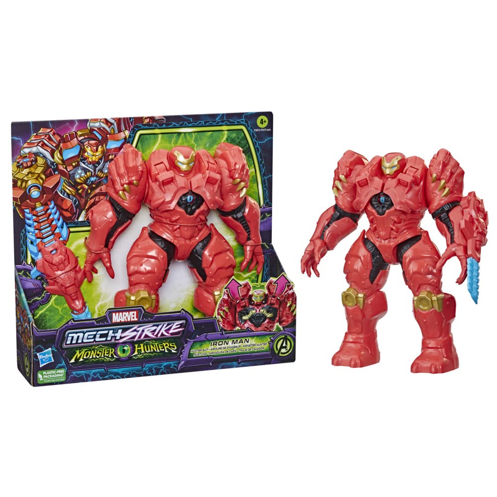 Marvel Hasbro Avengers Mech Strike Monsterjäger Jägeranzug Iron Man Spielzeug, 20 cm grosse Deluxe-F