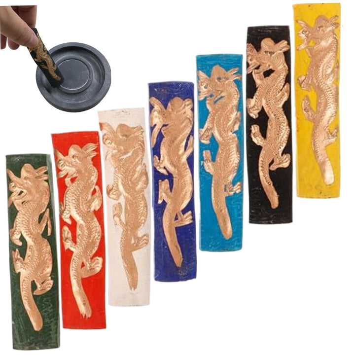 Chinesische Tinte, 7pcs Chinesische Kalligraphie -Set, 7 Farben Rauchstab mit Drachenmuster, chinesi