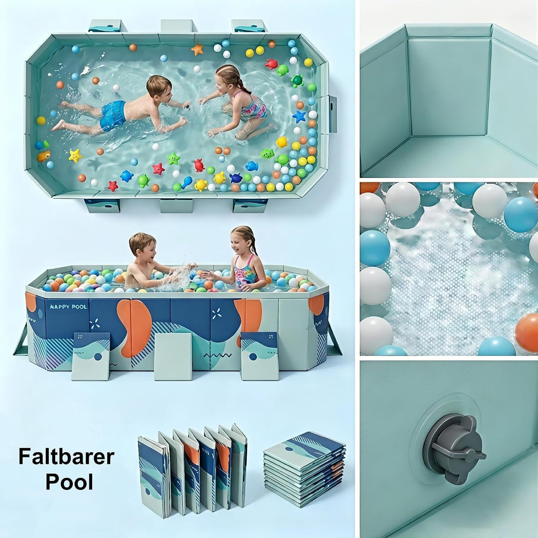 Faltbarer Pool Nicht-aufblasbarer Tragbarer Swimmingpool Schwimmbad Verdickter Rutschfester PVC Schw