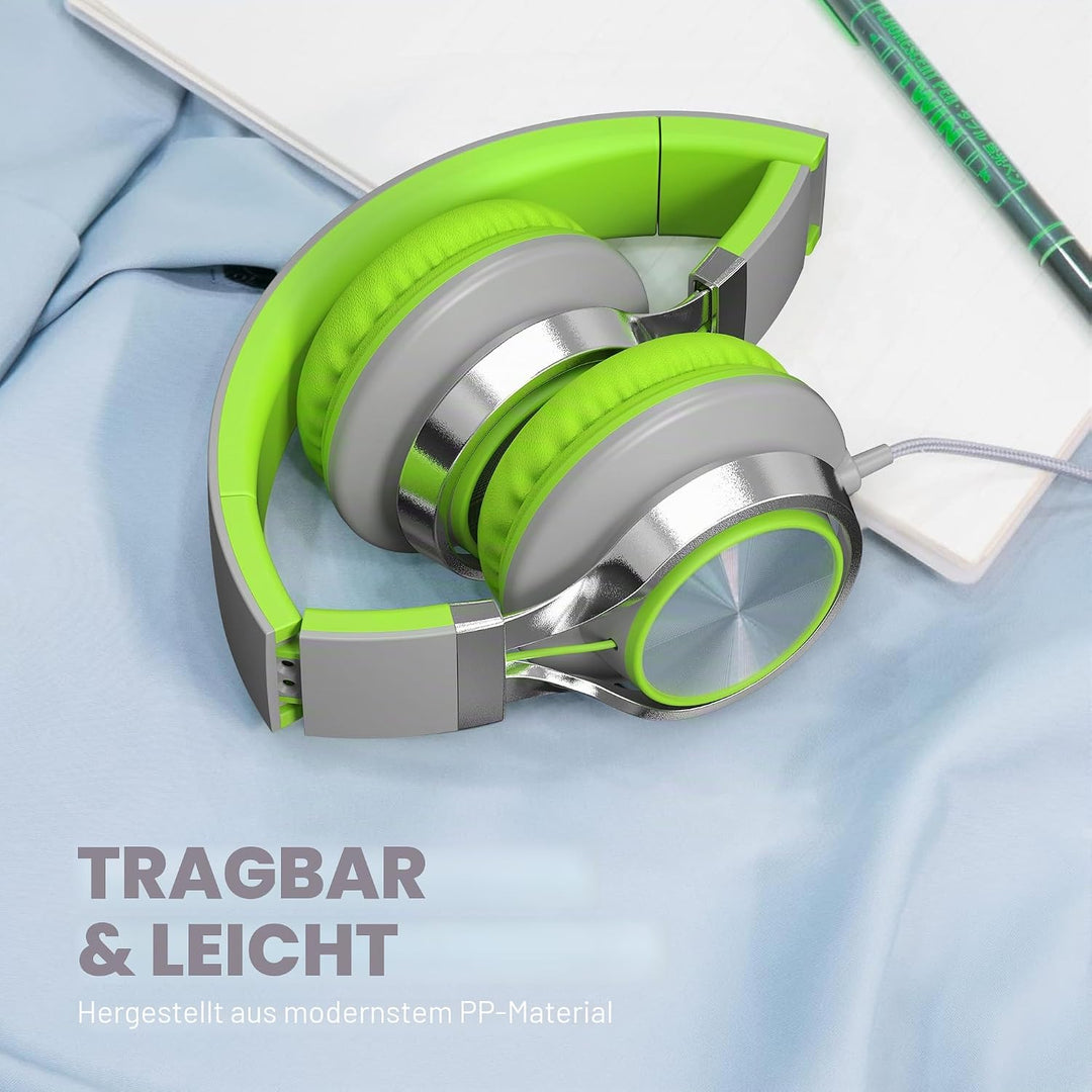 AILIHEN C8 Kopfhörer mit Kabel Mikrofon und Lautstärkeregler Faltbar 3,5mm Headsets On-Ear für Smart