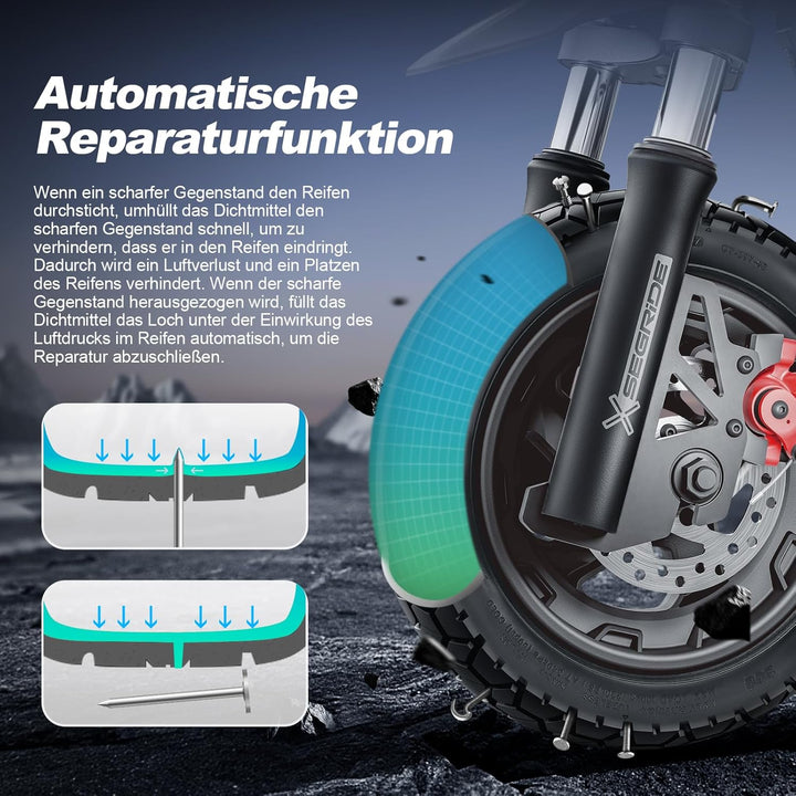 70/60-7,5 Schlauchloser Offroad-Reifen für Segway ZT3 Pro/ProE/ProD, 11 Zoll Tubeless Reifen mit sel