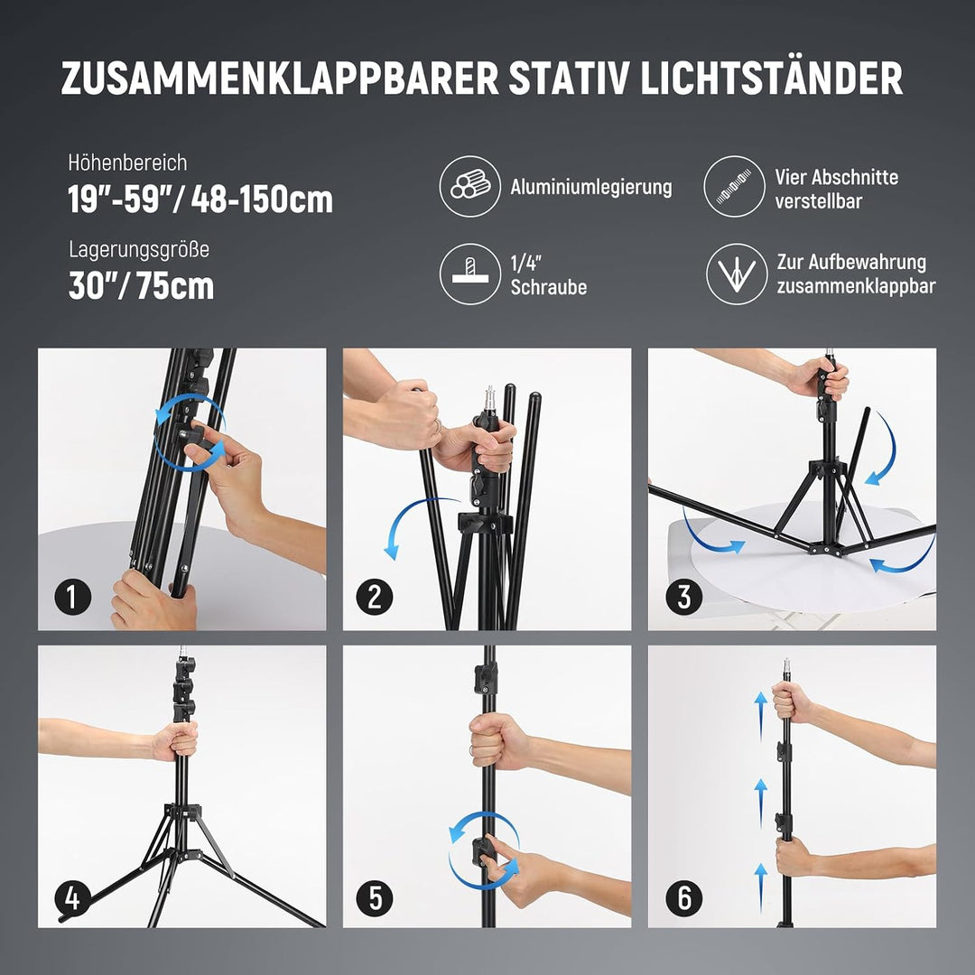 Neewer Ringleuchte Licht Set: 18 Zoll / 48 Zentimeter Aussen 55W 5500K dimmbare LED-Ringlicht Lampen