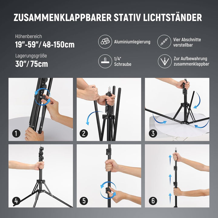 Neewer Ringleuchte Licht Set: 18 Zoll / 48 Zentimeter Aussen 55W 5500K dimmbare LED-Ringlicht Lampen