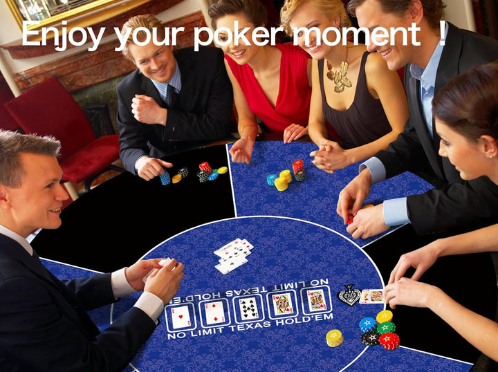 LaiEr Runde Poker Matte, 24/31/47/55 Zoll 6-8 Person Texas Poker Gummimatte, Faltbare Tischplatte, t