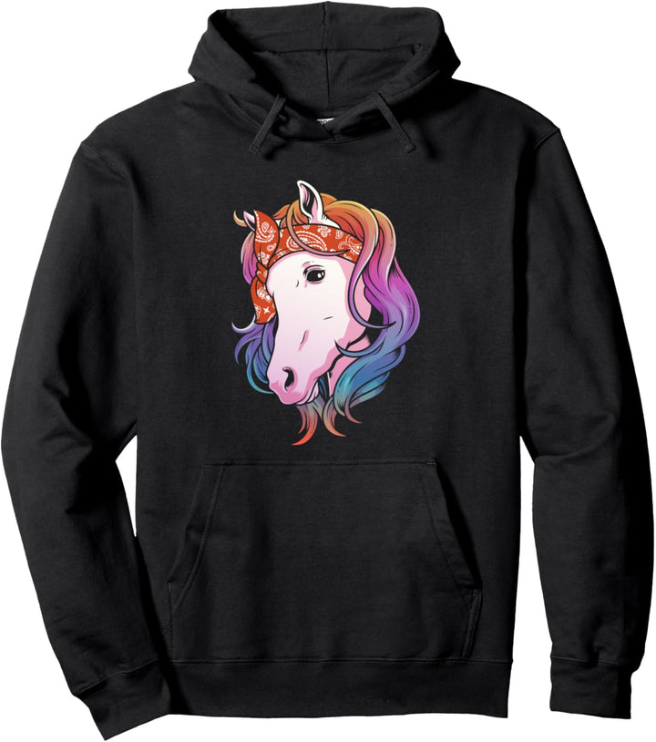 Niedliches Retro Hippie Pferdekopf Geschenk für Frauen und Pullover Hoodie