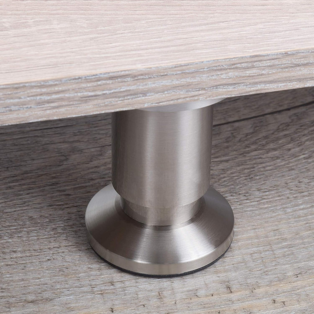 Stahlia Möbelfüsse verstellbar (4er Set) 6cm Höhe Edelstahl Optik Ø 38mm Aluminium Schrankfüsse bela
