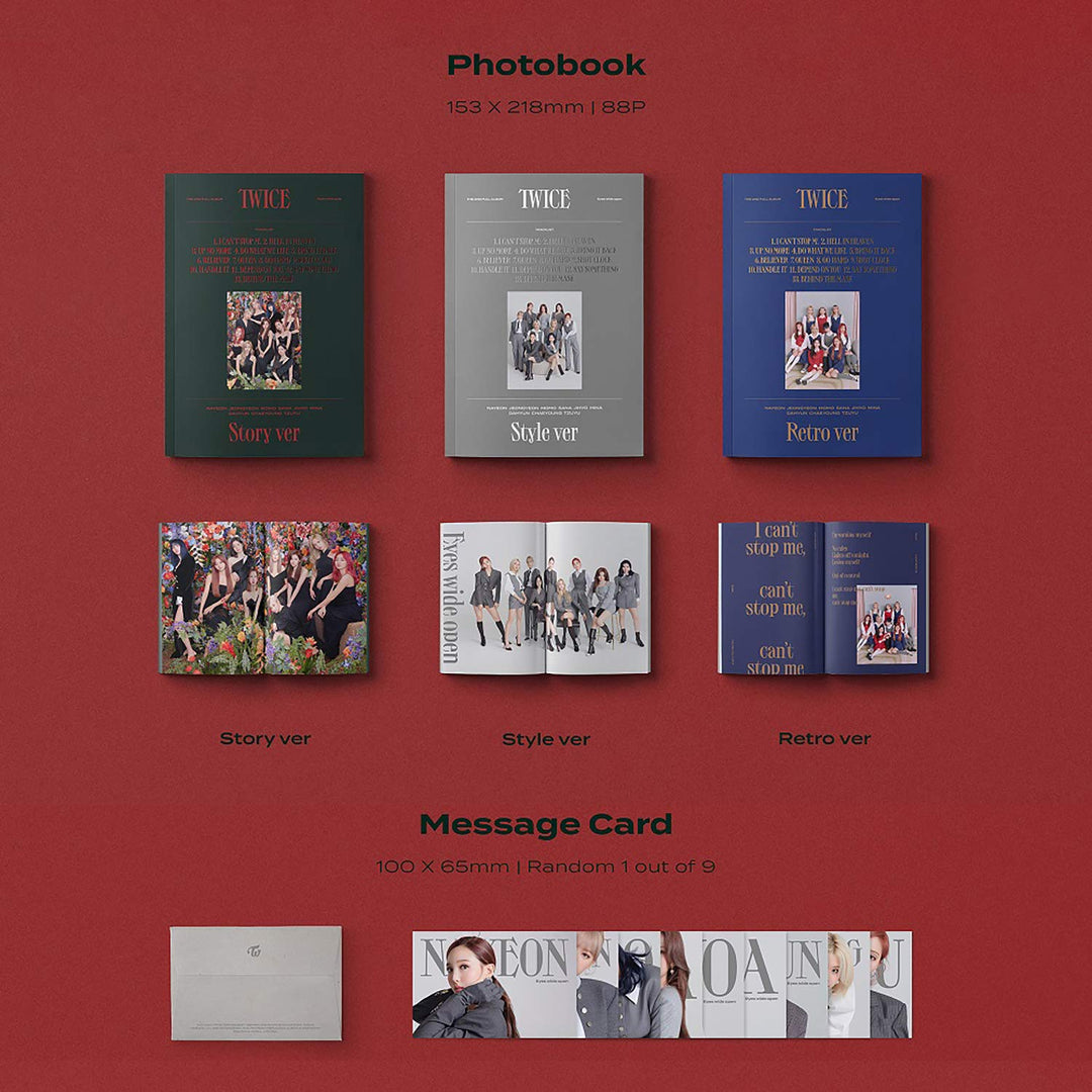 TWICE 2nd Album - EYES WIDE OPEN [ RETRO ver. ] CD + Photobook + Message Card + Lyric Poster + Stick