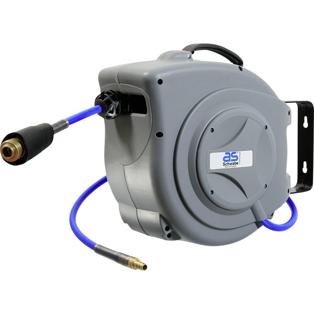 as - Schwabe automatische Profi Druckluftschlauchtrommel – 15 m PU-Schlauch und 1 m Anschlussschlauc