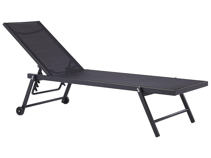 Sonnenliege Gartenliege mit Rollen Aluminium Textilbespannung Schwarz Portofino