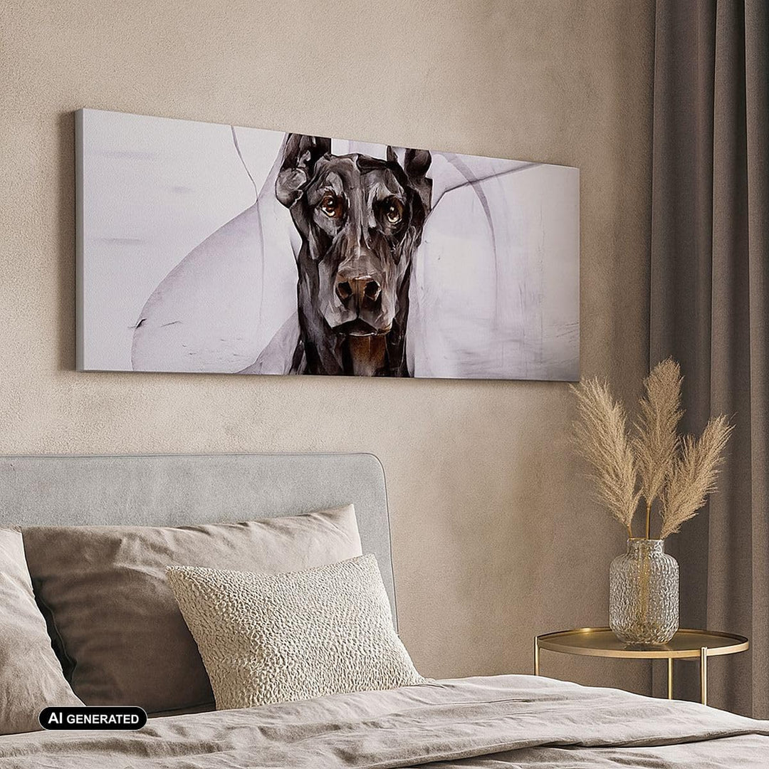 Panorama Bilder auf Leinwand Hund Abstraktion Leinwandbild mit Rahmen 90x30cm Wandbilder Dekoration