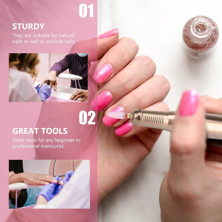 SHINEOFI Nagelbohrer mit Schneidleistung und Hoher Haltbarkeit in Rosa aus Keramik und Edelstahl zum