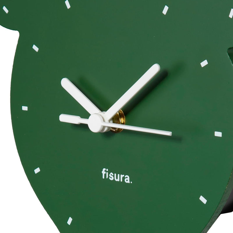 Fisura - Originelle Kaktus-Wanduhr. Stille Wanduhr 38 Zentimeter x 20 Zentimeter. Grüne Küchenuhr. P