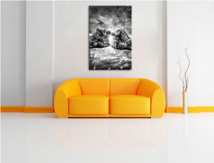 Pixxprint Fäuste treffen Sich mit Energie als Leinwandbild/Grösse: 100x70 / Wandbild/Kunstdruck/fert