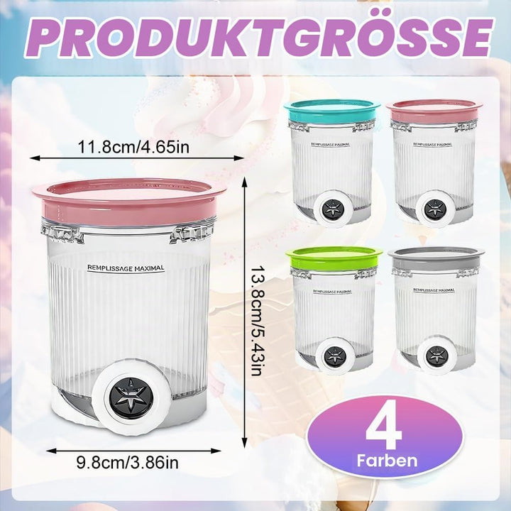 4 Stück Behälter für Ninja CREAMi NC700 NC701, 480ML Creami Behälter mit Deckel und Schaufel, BPA-Fr
