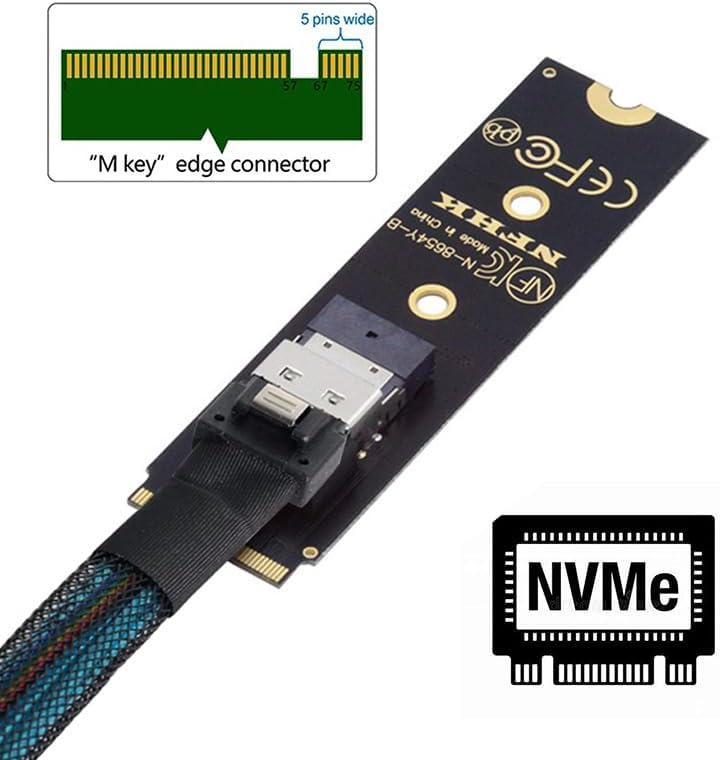 NFHK NGFF M-Key NVME Stecker auf Buchse Verlängerungskabel 40cm mit SFF-8654 Stecker für Mainboard S
