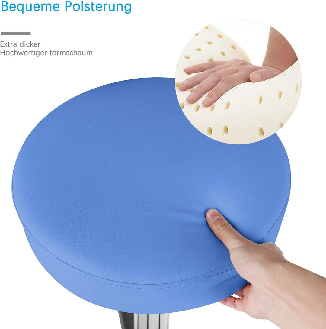 Rollhocker höhenverstellbar mit Rollen - 50-62cm，bis 180 kg belastbare Arbeitshocker，360° Drehhocker