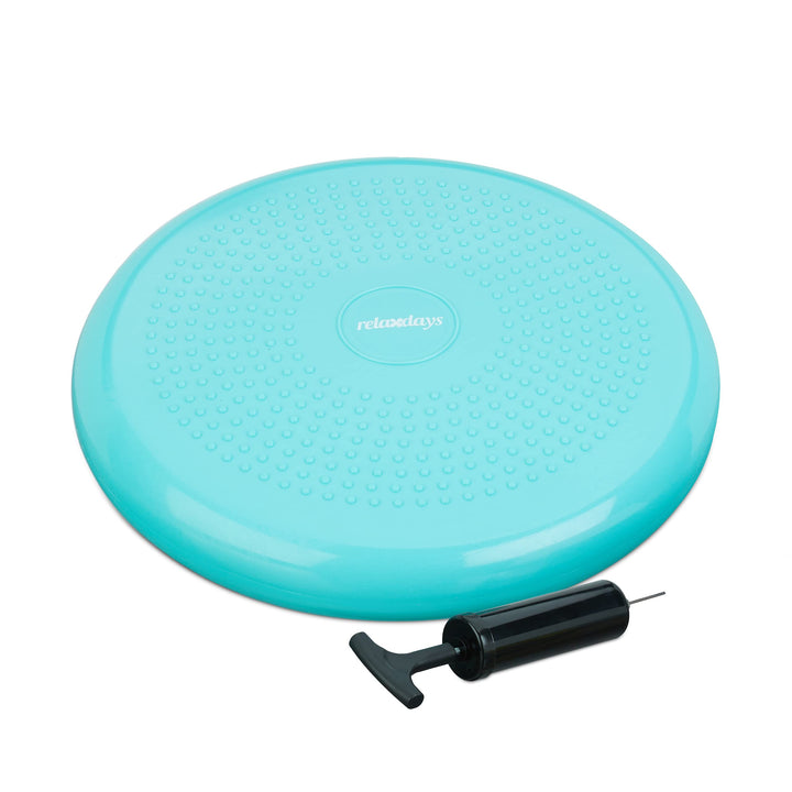 Relaxdays Balance Kissen, max. Gewicht 140 kg, Balance Pad mit Luftpumpe, Ballsitzkissen m. Noppen,