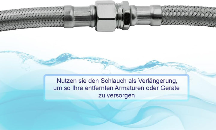 Set 2 Flexschlauch 3/8 x 1/2 Zoll Panzerschlauch Verbindungsschlauch Anschlussschlauch zwei stück zu
