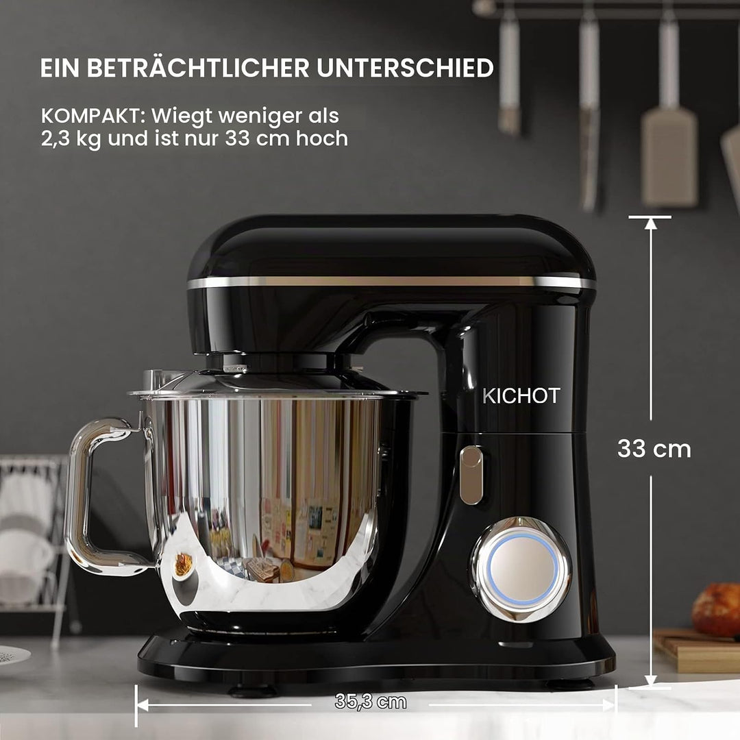 KICHOT Küchenmaschine Knetmaschine, 10-Gang Küchenmaschine, 4,5L Kuchenmixer, Rührmaschine mit Schne