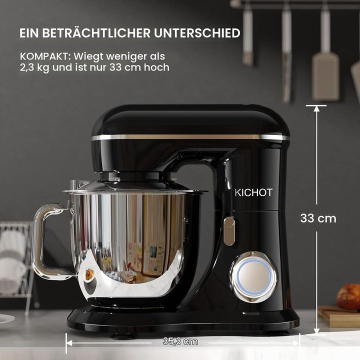 KICHOT Küchenmaschine Knetmaschine, 10-Gang Küchenmaschine, 4,5L Kuchenmixer, Rührmaschine mit Schne
