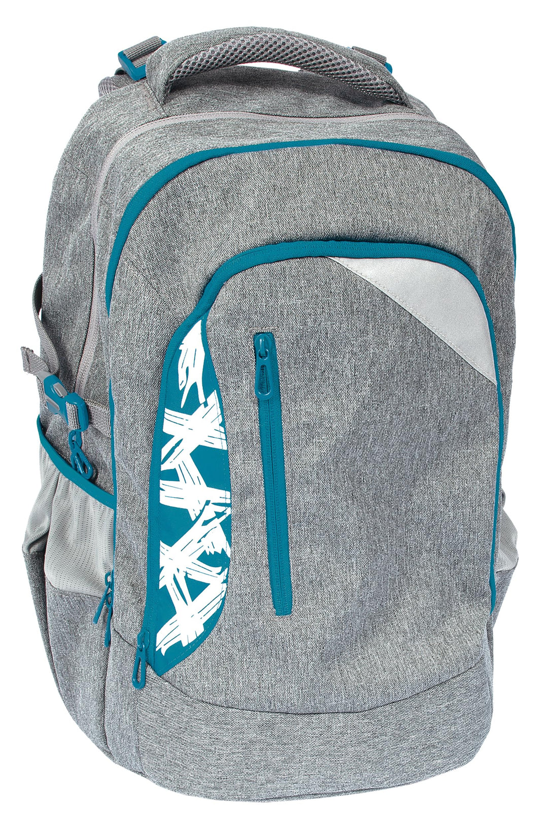 Eberhard Faber Schulrucksack Teenager, 30 Liter Volumen X-Style Grau-petrol, X-Style Grau-petrol