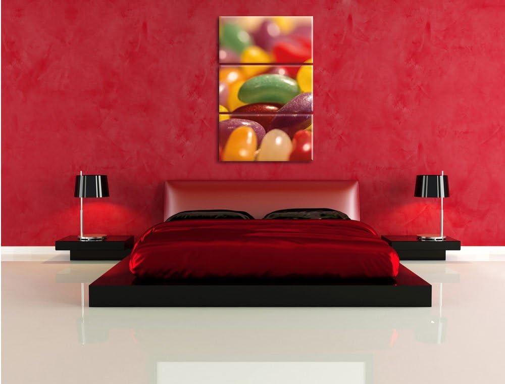 Pixxprint Süssigkeiten- Jelly Belly Beans 3-Teiler Leinwandbild 120x80 Bild auf Leinwand