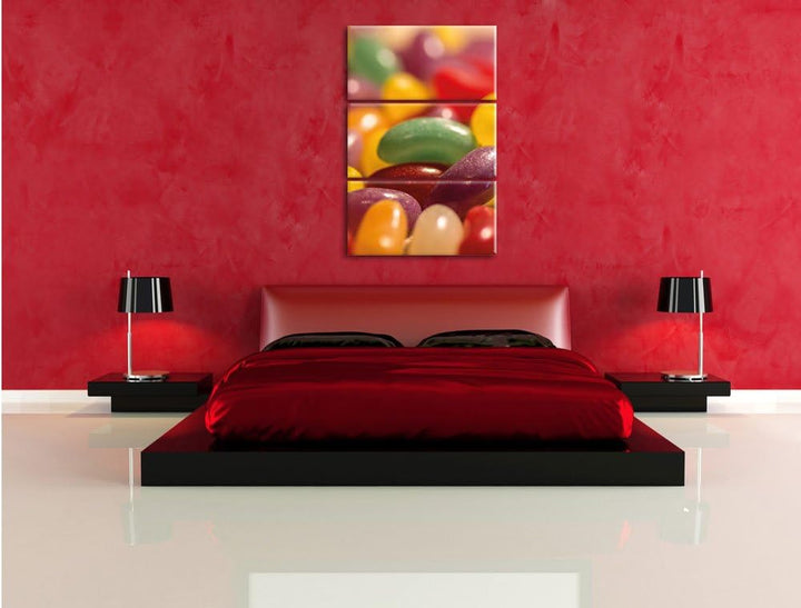 Pixxprint Süssigkeiten- Jelly Belly Beans 3-Teiler Leinwandbild 120x80 Bild auf Leinwand