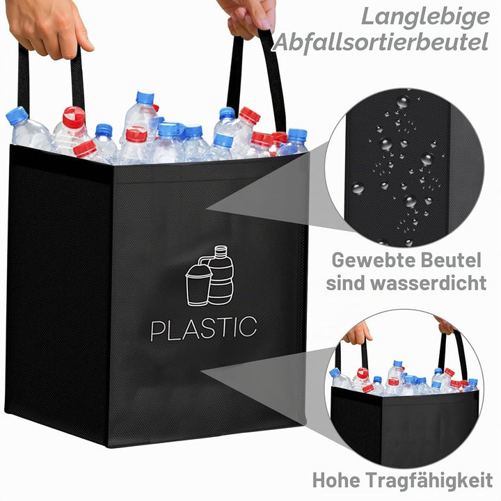 Mülltrennsystem 3fach für Papier Glas Plastik Recycling System Taschen Mülleimer mit Stabilisatoren