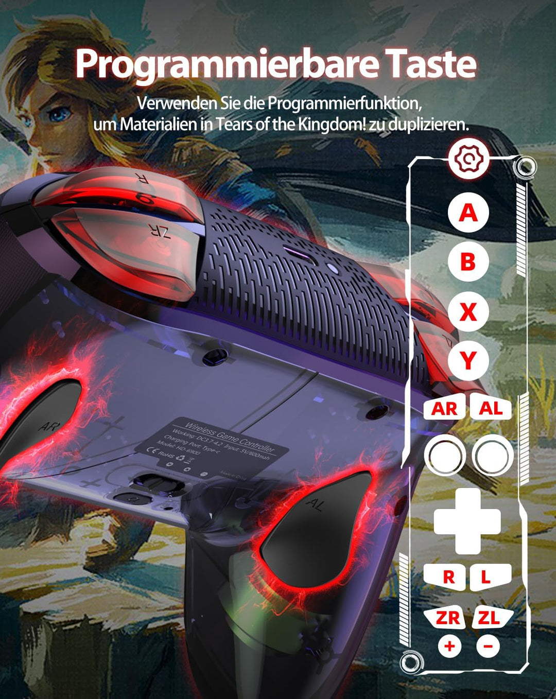 Switch Controller, Game Controller, Switch Pro Gamepad, 4 Vibrationsmodi, 3 Turbo-Modi, kompatibel i