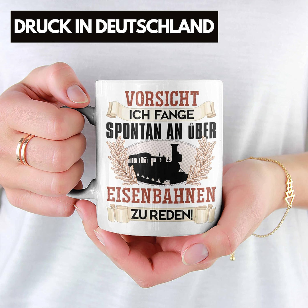 Trendation - Eisenbahner Tasse Geschenk für Modelleisenbahn-Fans Geschenkidee Ich Fange Spotan An Üb