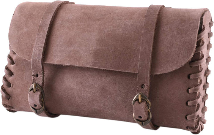 Ulfberth Ledertasche mit Zwei Schnallen, mittelbraun - Mittelalter - Wikinger - LARP