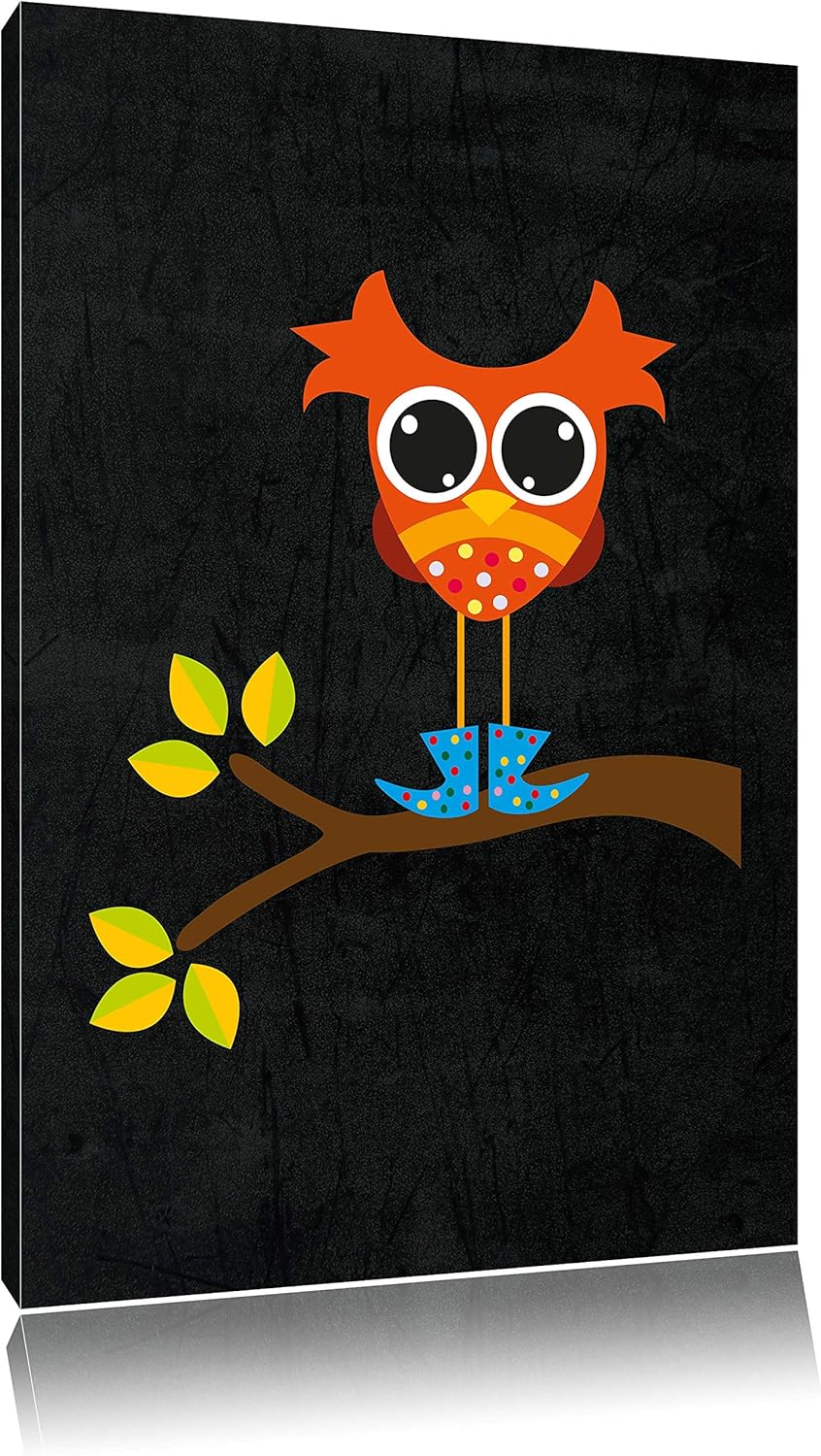 Pixxprint Süsse Eule auf AST als Leinwandbild/Grösse: 100x70 cm/Wandbild/Kunstdruck/fertig bespannt