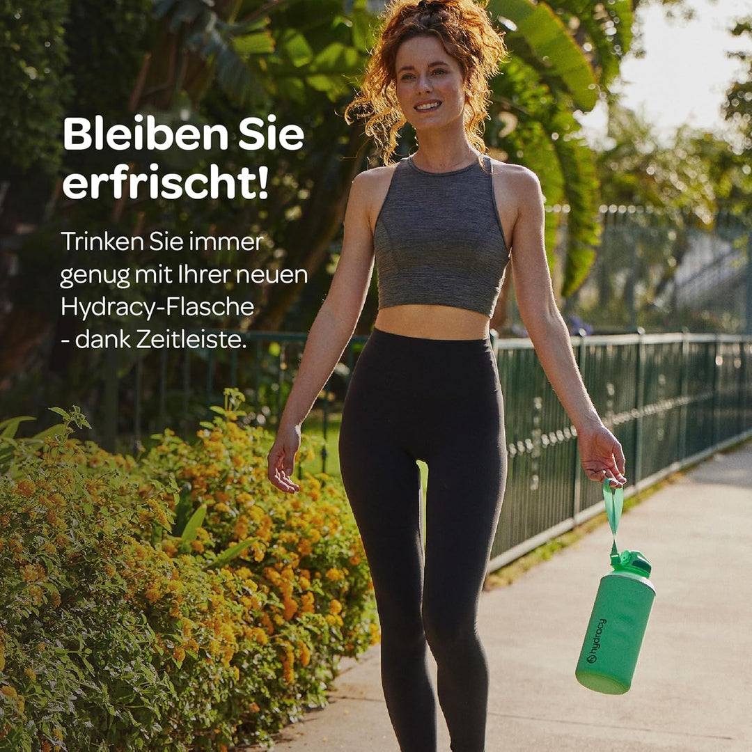 Hydracy Trinkflasche mit Strohhalm und Zeitmarkierung - 2L Wasserflasche - BPA-freie Trinkflasche -