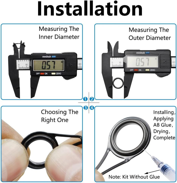 Angelrute Keramik Führungen Ringe, 160 Stück 11 Grössen Spitze Reparatur Kit Angelrute Auge Zubehör