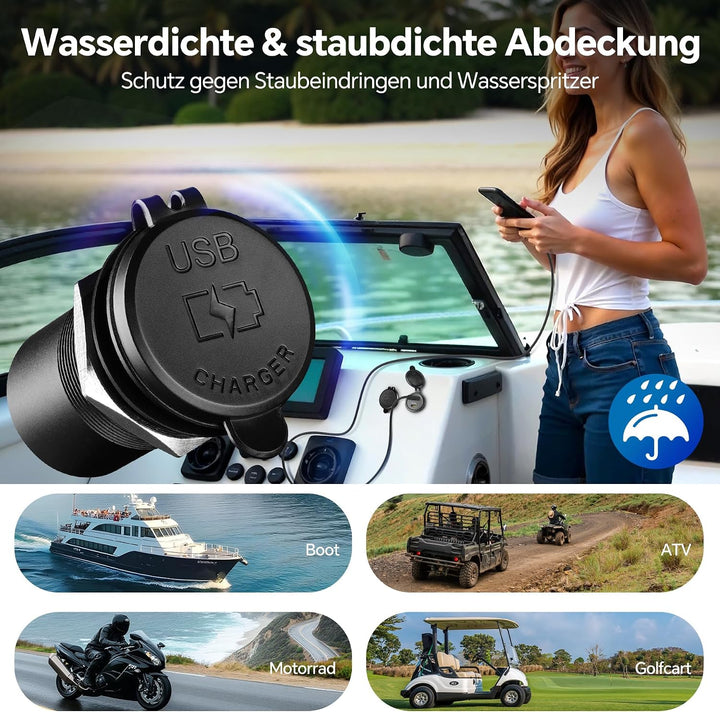 acegoo 12V USB C Steckdose 65W PD &amp; 18W QC, Wohnmobil Auto USB Dose Buchse 12 Volt KFZ Wasserdicht L