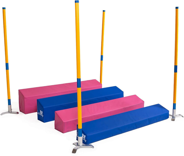 Callieway Agility Soft-Weitsprung - FCI konform (inkl. 4 Ecksteher in orange) blau/himbeer inkl. Eck