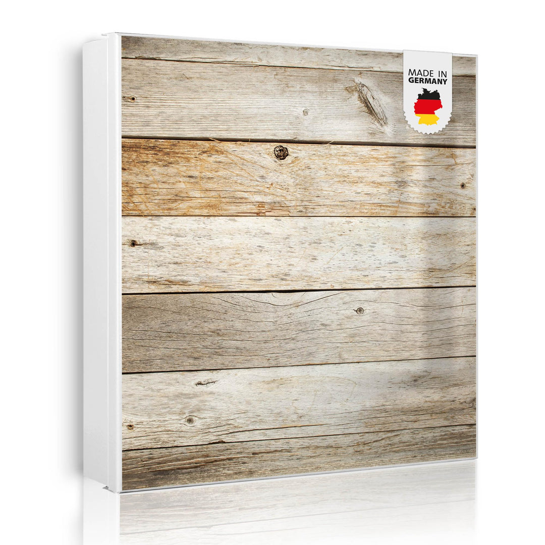 banjado® Grosser Schlüsselkasten Glas/Schlüsselbox 30cm x 30cm mit 50 Haken - Motiv Graues Holz/Schl