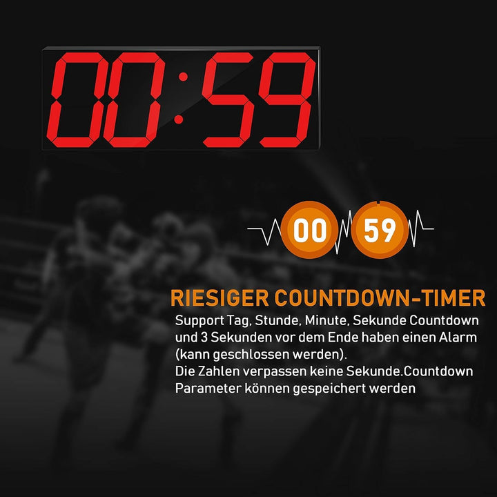 CHKOSDA LED Uhr Digitale Uhr Grosse Wanduhr mit 18-Zoll-LED-Anzeige, Countdown-Uhr mit 8 einstellbar