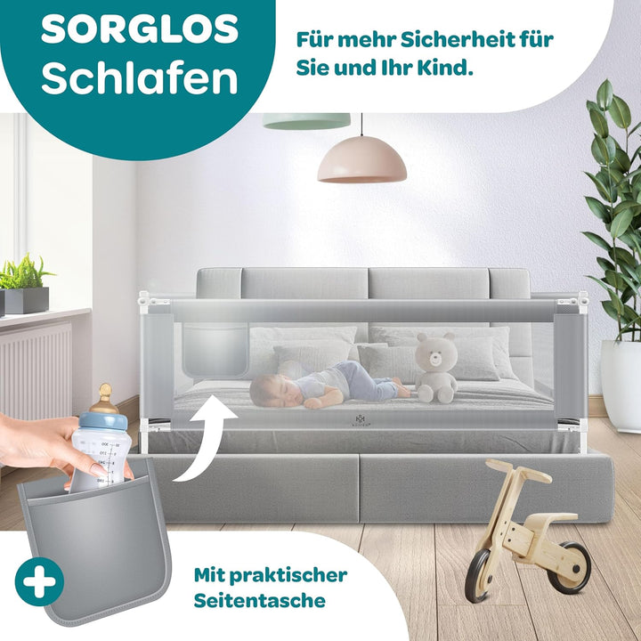 KESSER® Bettgitter 150cm Bettschutzgitter Kinderbettgitter für Kinder Babybettgitter Klappbar, Kinde