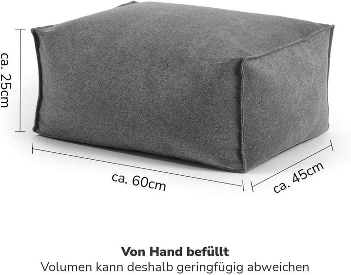 mokebo® Pouf, Hocker o. Sitzhocker 60x45cm 'Der Ruhepouf' Bodenkissen eckig, Fusshocker & Sitzwürfel