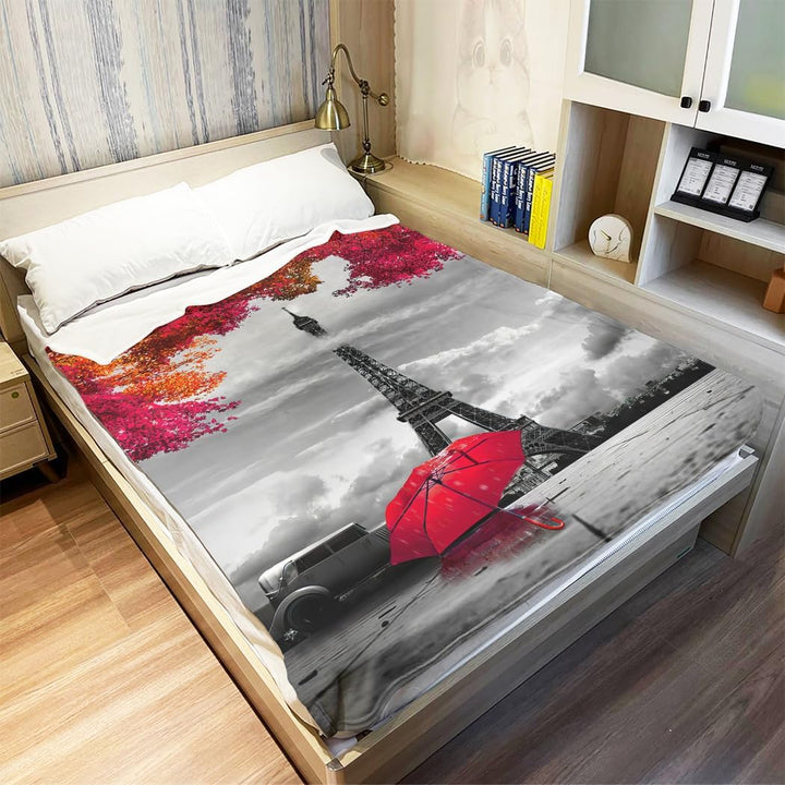 Violetpos Dick Decke Weich Wärme Gemütlich Flanell-Fleece Sofadecke Deckeldecke Paris Eiffelturm Red