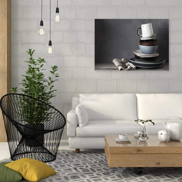 Feeby Bild auf Leinwand für Küche Kunstdruck modern rustikal Grau 80x60 cm M14324 80x60 cm, M14324 8
