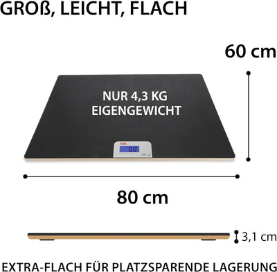 ADE Digitale Tierwaage bis 100 kg | grosse Hundewaage XL | extra leicht und flach | pfotenfreundlich