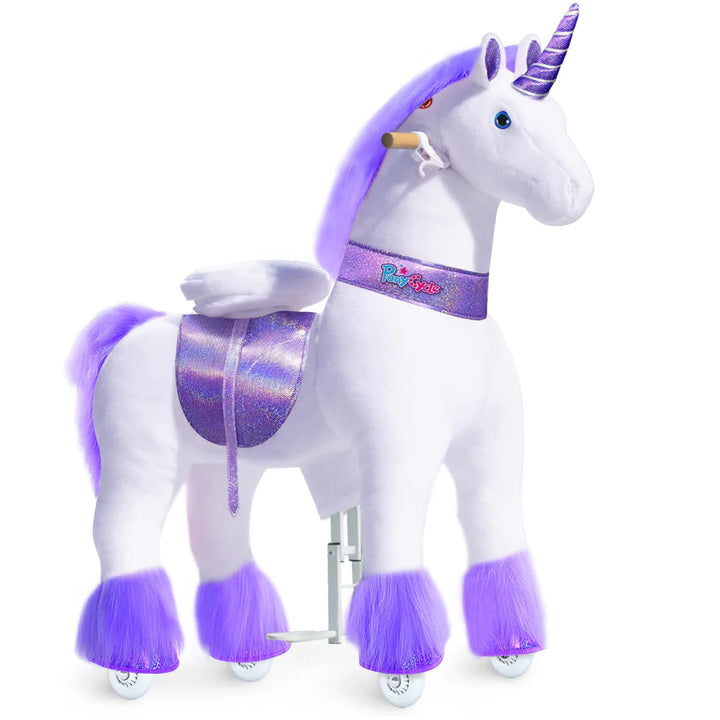 PonyCycle Einhorn mit Rollen, für Erwachsene/Kinder ab 7, 76cm Hoch, Reitpferd mit Rollen mit Handbr