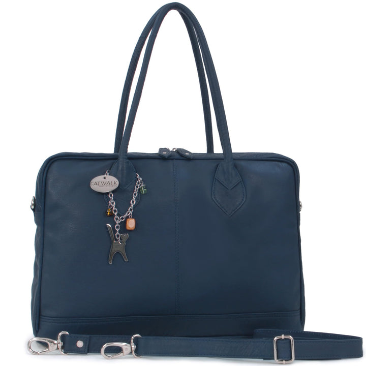 Catwalk Collection Handbags - Damen Leder Schultertasche Gross - Arbeitstasche für Notizbuch A4 - Ab