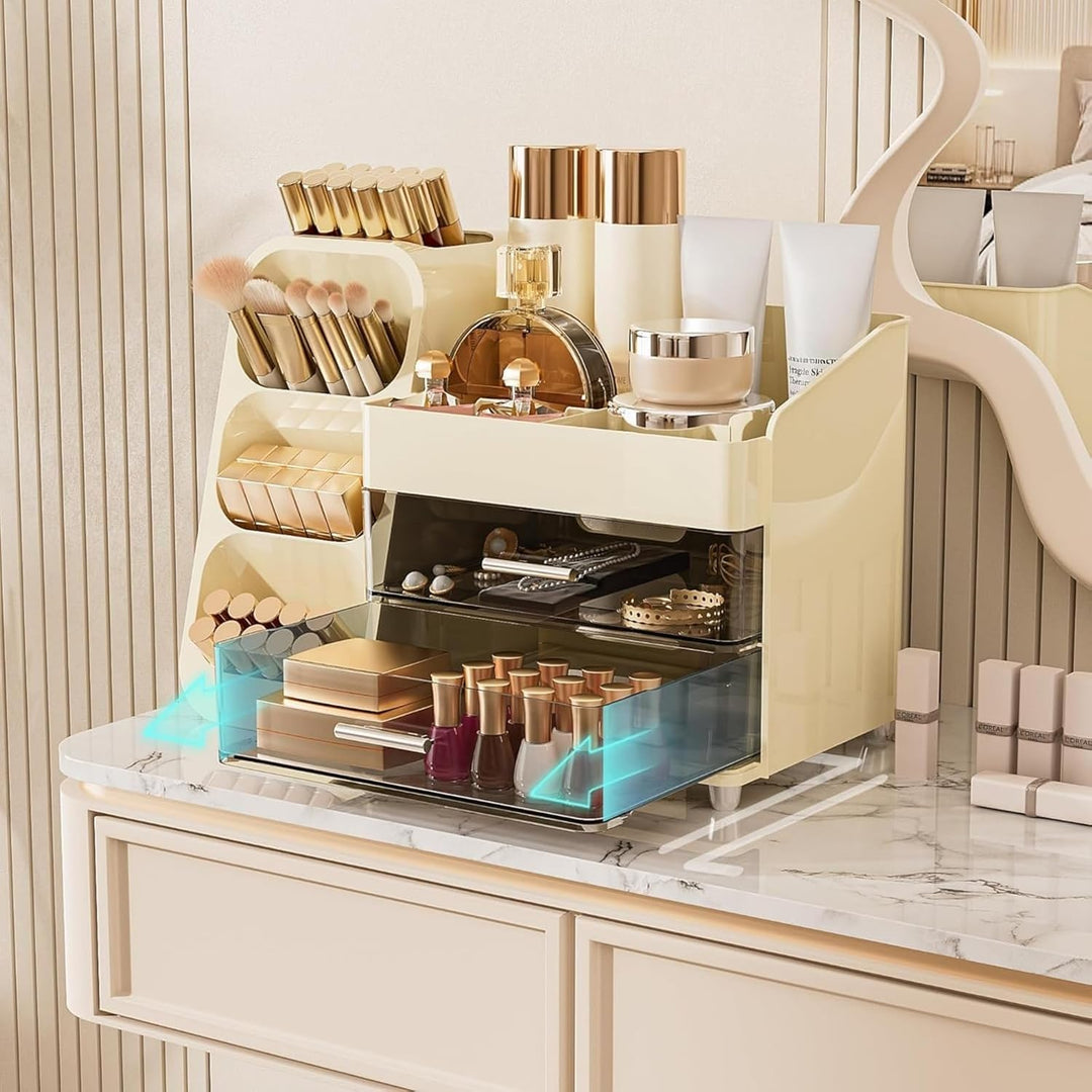 Schminktisch Organizer Mit 2 Schubladen, Kosmetik Organizer, Multifunktion Make Up Organizer, Schmin