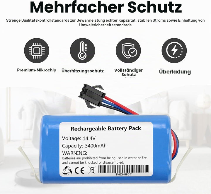 ANTIEE 3400mAh Ersatz Akku Kompatibel mit AIRROBO P20 Aspirapolvere RoboVac Home Vacuum Cleaner Heim