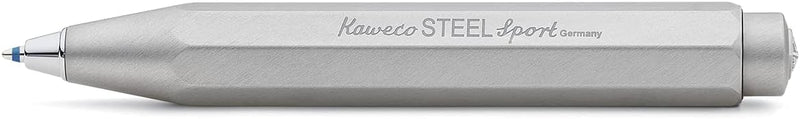 Kaweco Steel Sport Premium Kuli aus hochwertigem Edelstahl I Robuster Taschen-Kugelschreiber mit zuv