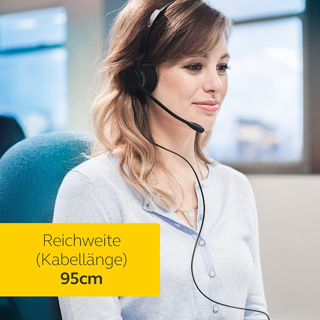 Jabra Biz 1500 Quick Disconnect On-Ear Stereo Headset - Corded Headphone with Noise-cancelling Micro