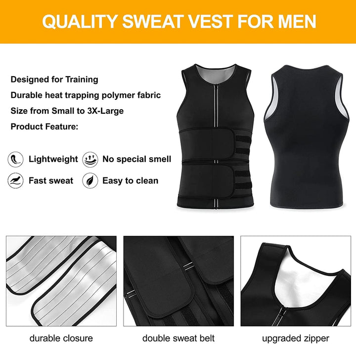 KUMAYES Herren Sauna Schweiss Weste Bauchweggürtel Neopren Fitness Korsett Bauchweg Shirt mit Sauna